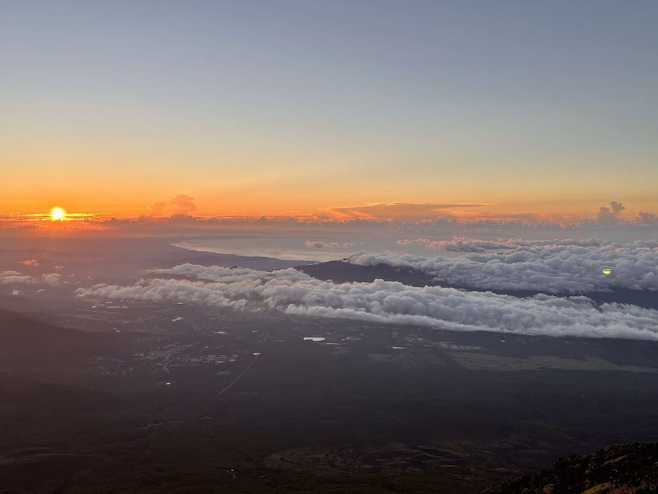 Interno di un rifugio sul Monte Fuji