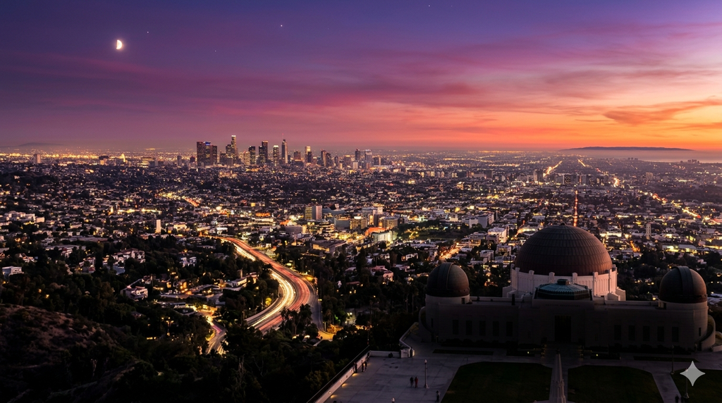 Los_Angeles_tramonto_Griffith Tramonto dal Griffith Observatory, Los Angeles
